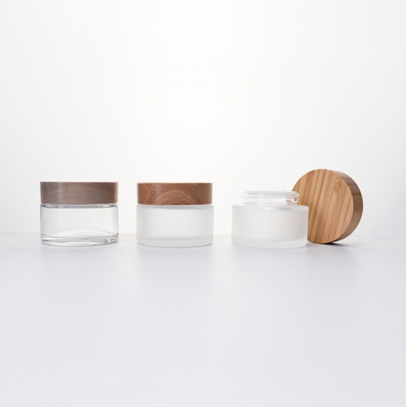 50ml double wall refillable glass cosmetic jar container for skincare
