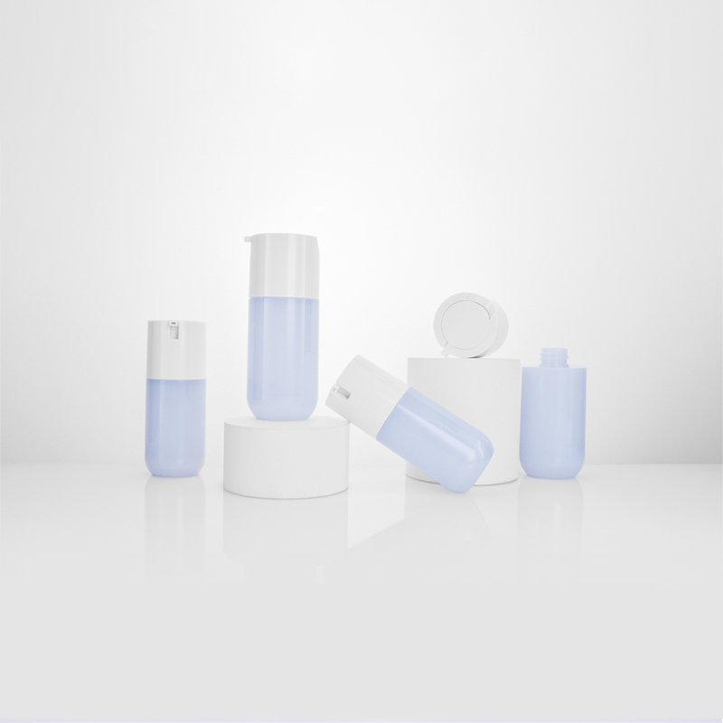 plastic airless cosmetic bottle with dispensing pump as sustainable skincare packaging