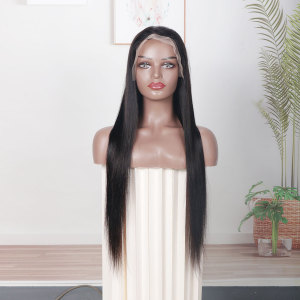 Straight human hair lace front wigs for black women  150% density brazilian straight 13x6 lace front wigs with baby hair pre plucked hairline bleached knots