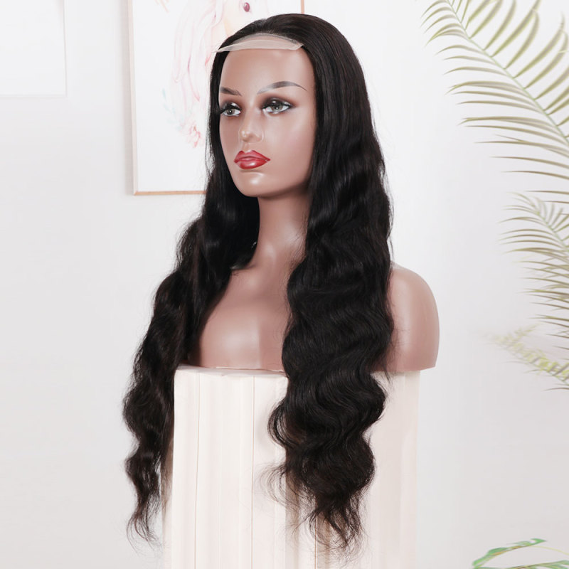 Transparent Hd lace closure wigs body wave human hair lace closure wigs for black women 150% density brazilian body wave 4x4 lace closure wigs with baby hair pre plucked hairline bleached knots