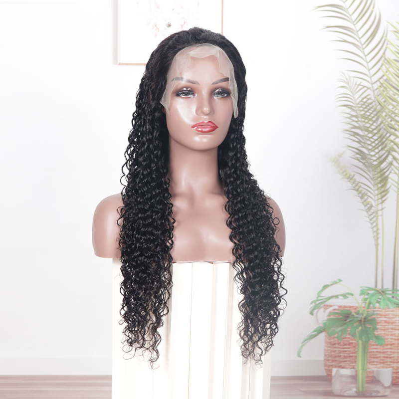 Transparent Hd lace frontal wigs deep wave human hair lace front wigs for black women 150% density brazilian deep wave 13x6 lace front wigs with baby hair pre plucked hairline bleached knots