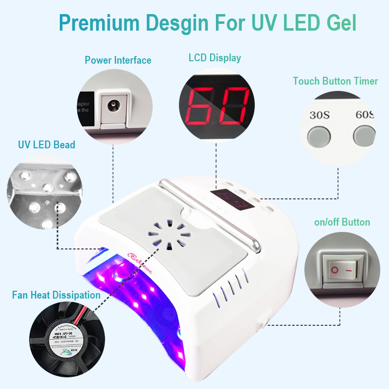 iBelieve 72W Curing UV Led Gel Lamp Dual Light Wholesale Rechargeable Desktop Nail Lamp With Fan For Curing Nail Tip Glue Gel