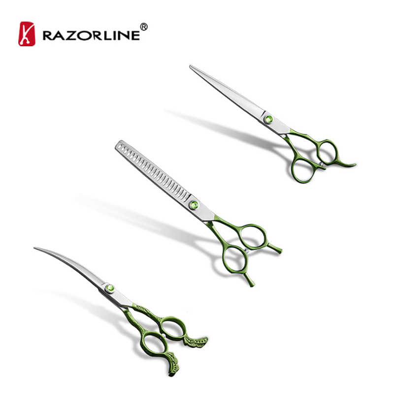 Pet Grooming Scissors Set With Leather Case Packing Stainless Steel Scissors For Dog Pet Hair Cleaning Tools