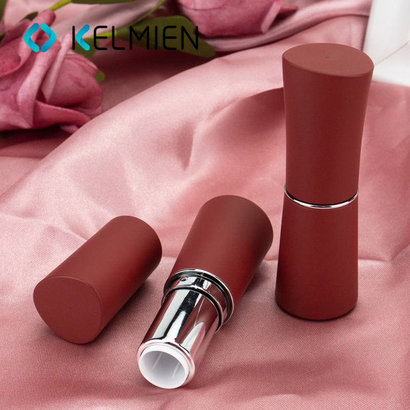 Lipstick Tubes Custom Printed Personalized Empty Wholesale Matte Brick red Streamlined idiosyncratic shape Makeup plastic pack
