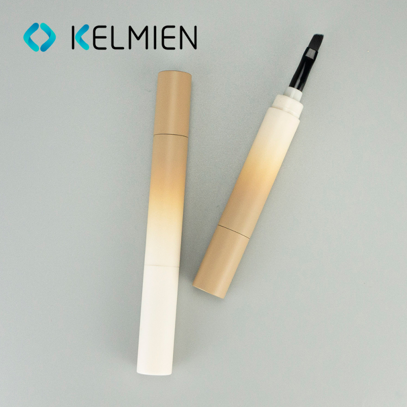 Gradient color lip gloss pen tube lip glaze shell cosmetic plastic packaging material customization brown
