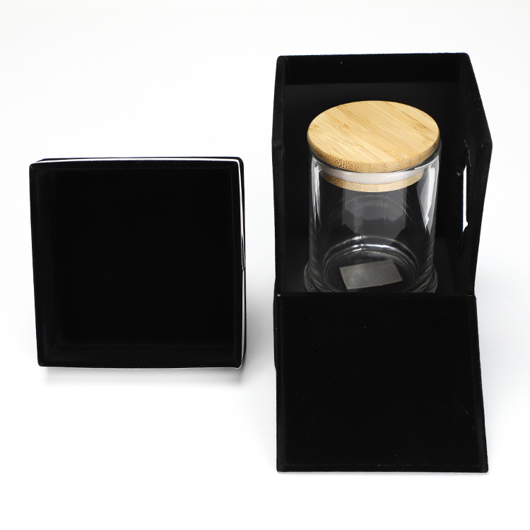 Black paper cardboard scented candle jar box gift shipping packaging luxury custom with lid with insert	