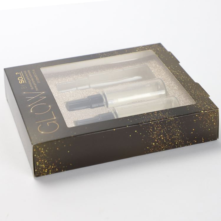 Custom decorative skin care cosmetics gift cardboard paper box container packaging with transparent clear window