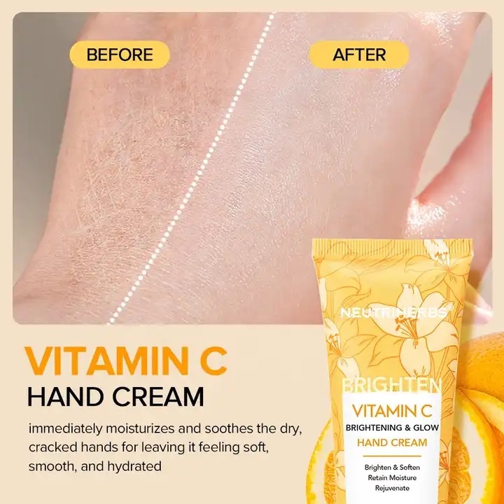 OEM Private Label Natural Vegan Hydrating Moisturizing Handcream Vitamin C Mini Working Whitening Hand Cream Lotion