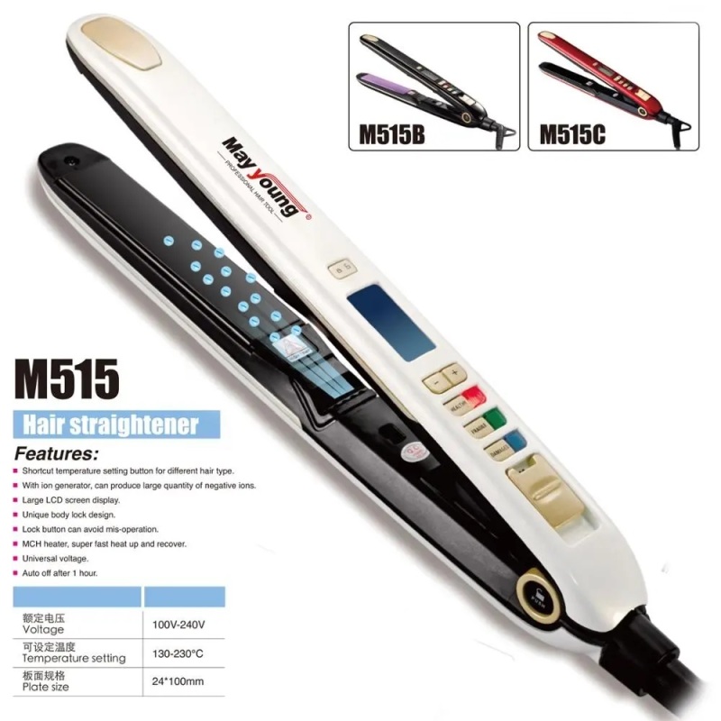 M515A Fast MCH LCD screen 230/450 degree Ceramic Tourmaline Ionic hair flat iron straightener