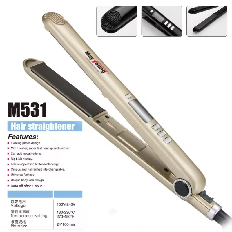 M531 Super thin floating plate Big LCD display hair straightener