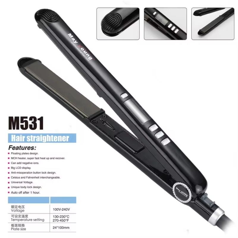 M531 Super thin floating plate Big LCD display hair straightener
