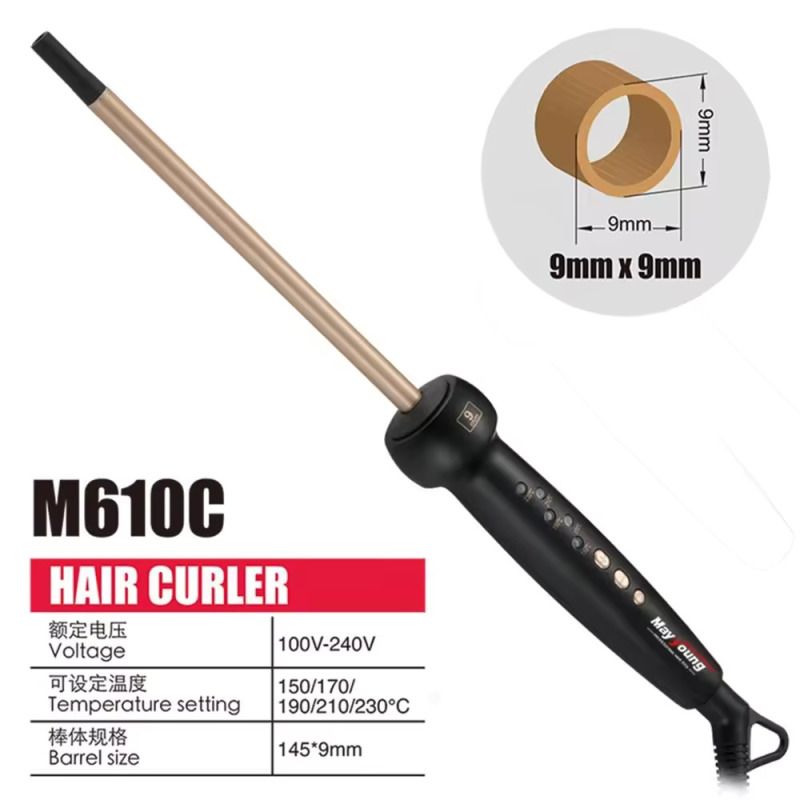 M610C Super thin 9x9mm barrel professional hair curler