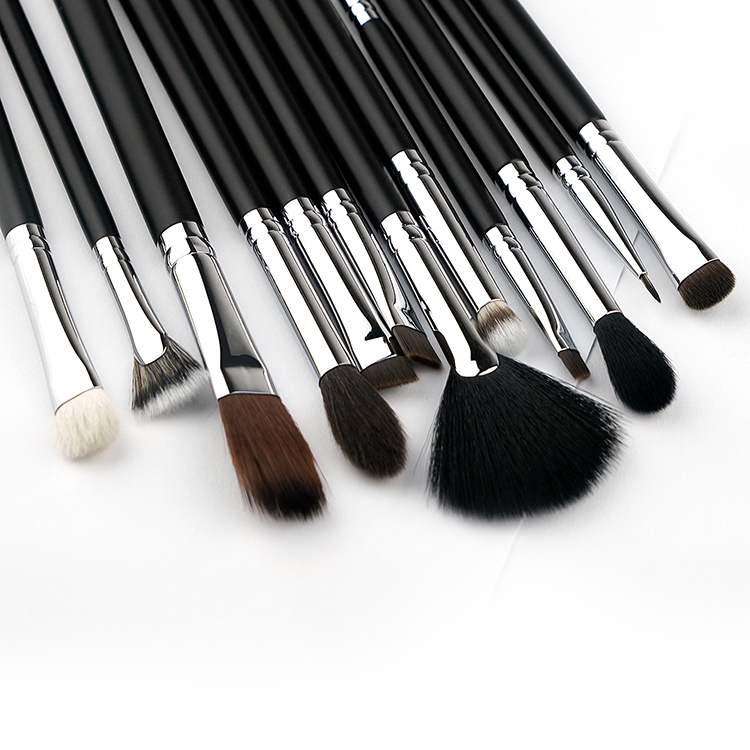 12 matte black makeup brush set