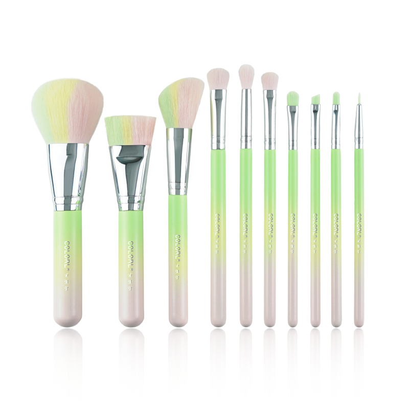 10Pcs Colorful Makeup Brush Set Synthesis Hair Makeup Brush With Bag