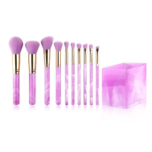 11 imitation acrylic fashion makeup brush set for storage in a square container