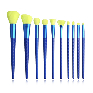 10pcs blue plastic fashion makeup brush set