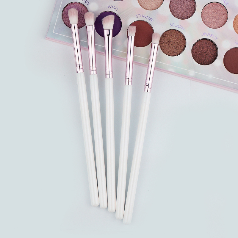 5 pcs custom label Pink Eye Brushes Travel  Makeup Brush Set With Pouch