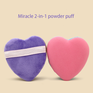 Miracle 2-In-1 Powder Puff, Dual-Sided, Full-Size Makeup Blending Puff, Reversible Elastic Band, Precision Tip Makeup Sponge & Powder Puff, For Liquid, Cream & Powder, 1 Count