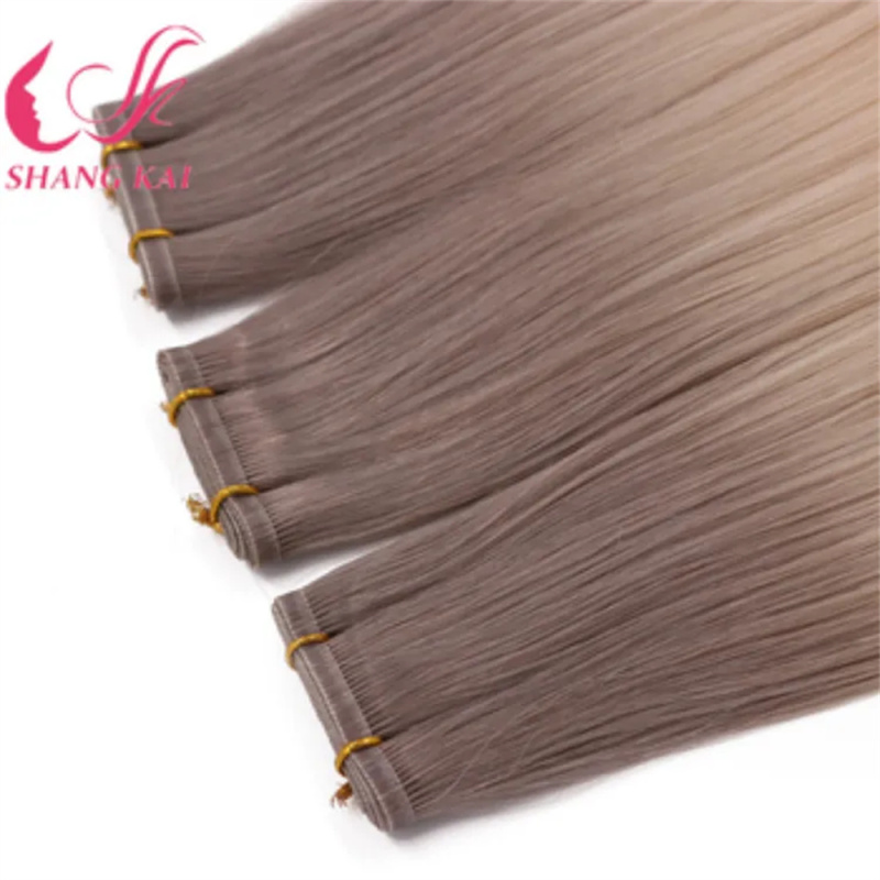 Wholesale human remy hair invisible seamless flat weft hair extension