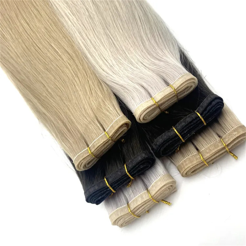 Wholesale human remy hair invisible seamless flat weft hair extension