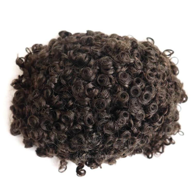 Stock Afro 15MM Curl for Black Man Full Poly Skin Men Toupee Men's Capillary Prothesis Men Toupee Men Human Hair Dropshipping
