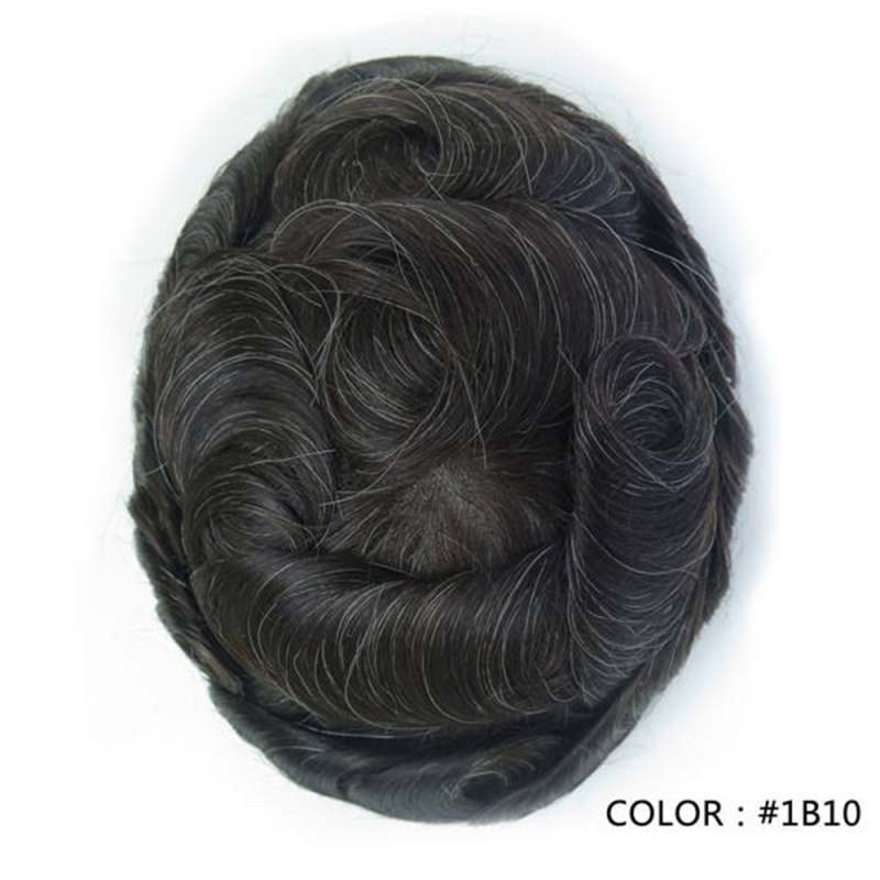 Durable Knotted Skin PU 12-14mm Male Wig Human Hair Toupee Hair Replacement Prosthesis Cheap Men Toupee Human Hair