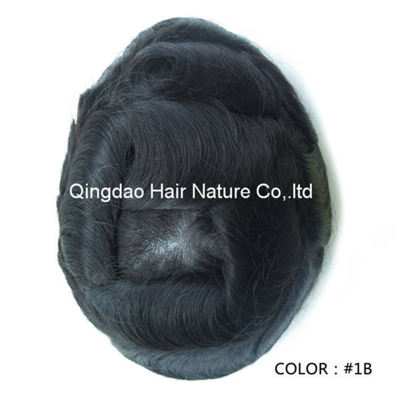 Skin Hair Replacement Mens Toupee Wigs for Man Indian Human Hair Systems Qingdao Factory Wholesale