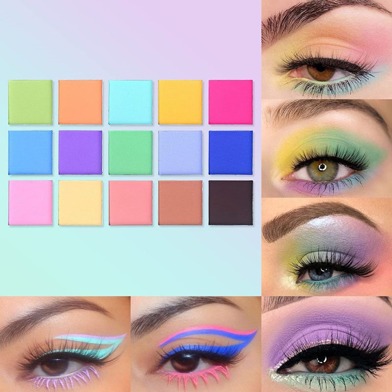 UCANBE Colorful Matte Makeup Eyeshadow Palette, 15 Shades Vibrant MACARON Pastel Eye Shadow Pallet