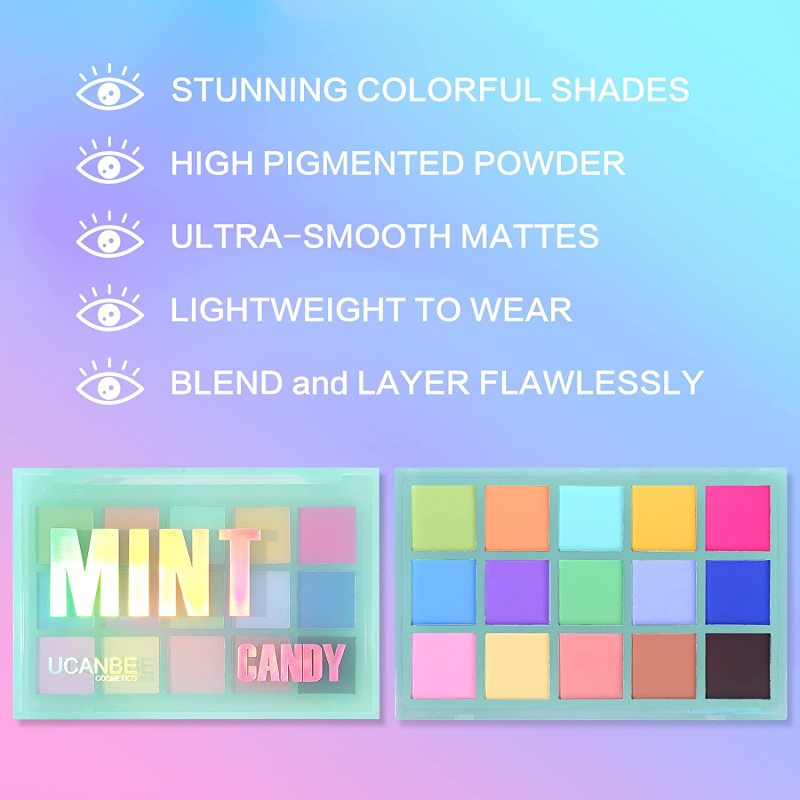 UCANBE Colorful Matte Makeup Eyeshadow Palette, 15 Shades Vibrant MACARON Pastel Eye Shadow Pallet