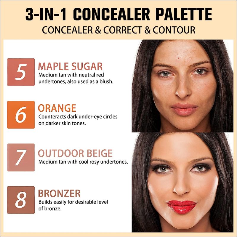 UCANBE Face Concealer Contour Cream Makeup Palette - 8 Colors Exquisite Facial Camouflage Contouring Corrector Pallet 