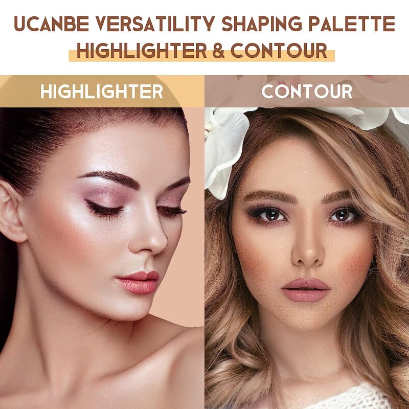 UCANBE Contour Highlighter Powder Makeup Palette - 8 Color Smoothly Illuminating and Sculpting Your V Face