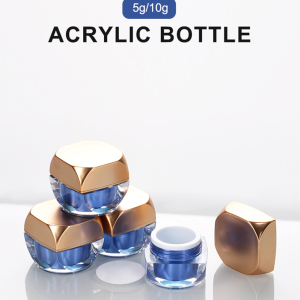 5g 10g blue uv gel polish bottle square thick acrylic transparent empty nail powder jar