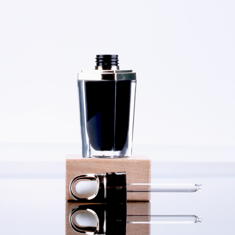 10ml black acrylic nail art printer color gel pot luxury uv gel nail polish bottle with brush