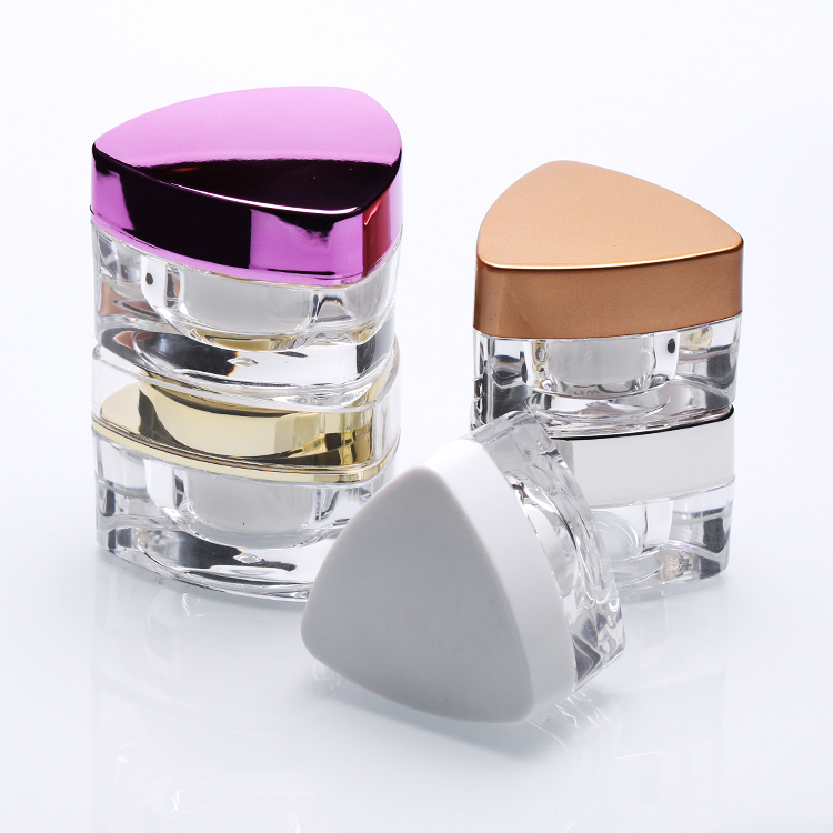 5g 10g empty cosmetic rose gold triangle jars bestway screw acrylic frosted cream jar lip scrub container