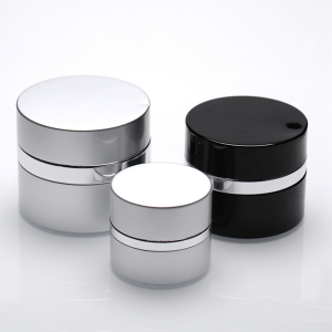 Empty round high quality 30ml matte silver cosmetic aluminum jar 50ml face cream glass aluminum jar