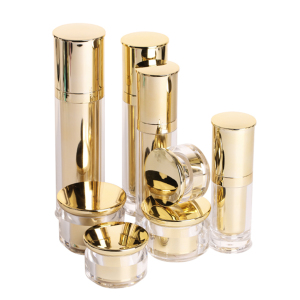 30ml 50ml 80ml 120ml acrylic pump bottle gold cosmetic bottle set bottle packaging
