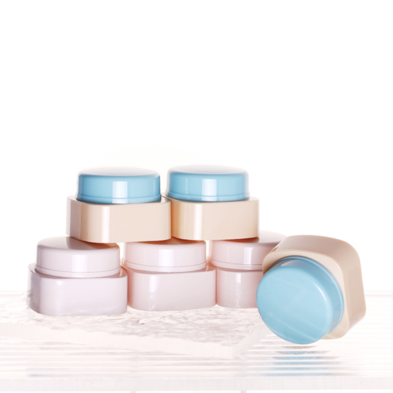 High quality pink custom color cosmetic empty container 5g square plastic nail art cream jars with lids