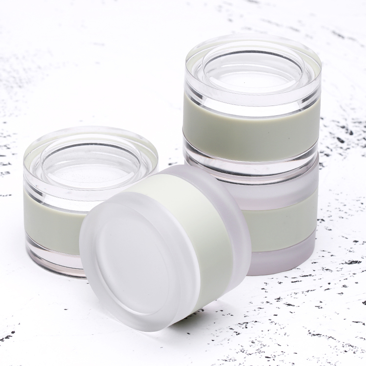 5g*2 mini plastic loose powder containers empty cosmetic acrylic clear green face cream jar