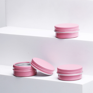 Empty round 5g cosmetic cream aluminum jar pink nail glitter containers with screw clamp lid