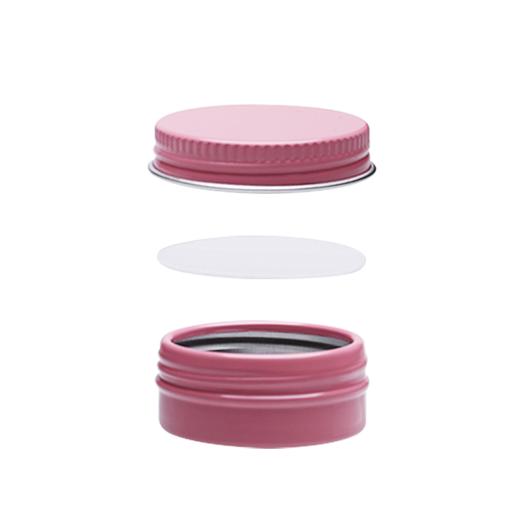 Empty round 5g cosmetic cream aluminum jar pink nail glitter containers with screw clamp lid