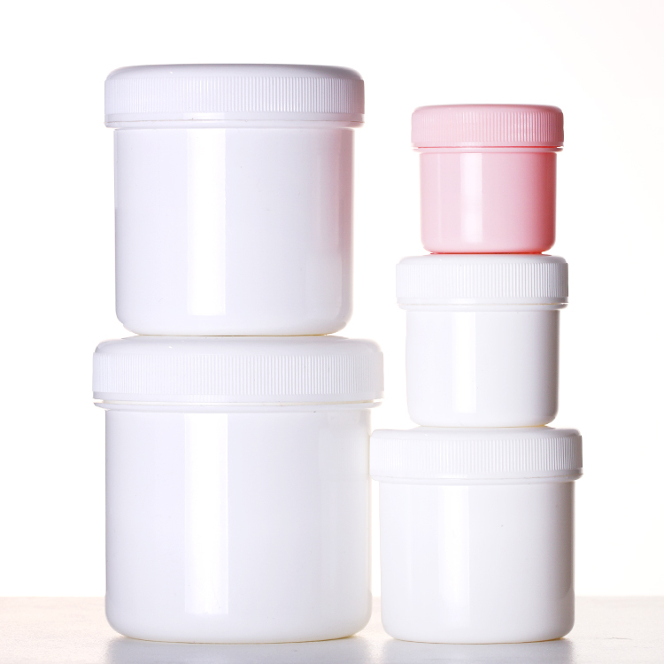 30g 50g 100g 150g 250g 300g 500g wholesale pink cosmetic cream jars white plastic body scrub containers with lids