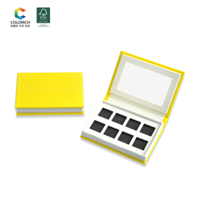 New design simple leather empty cardboard eyeshadow palette makeup magnetic container custom 8 holes alibaba cosmetic packaging