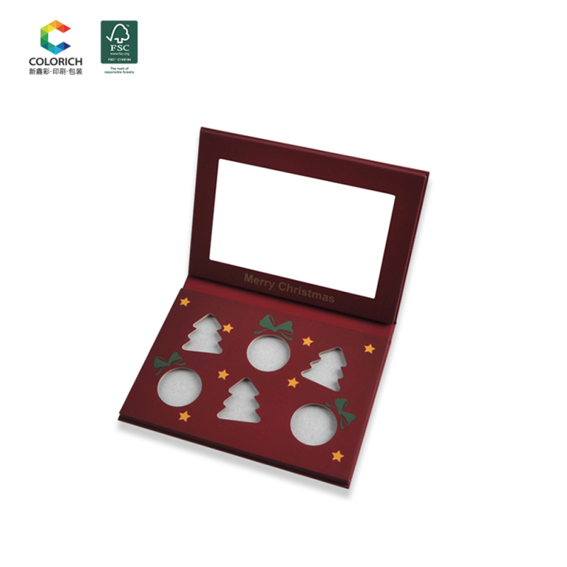 Magnetic makeup palette custom empty cardboard eco-friendly eyeshadow palette leather embroidery luxury cosmetics packaging box