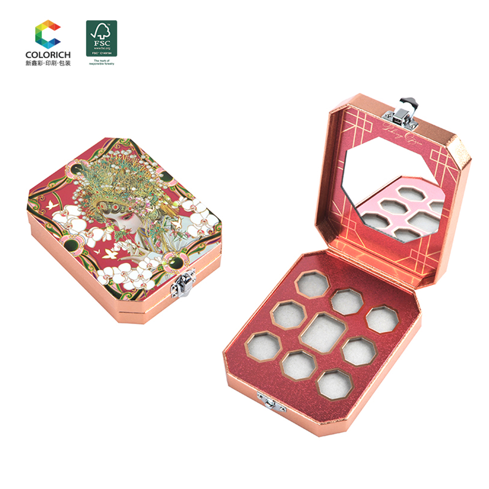 Cosmetics magnetic cardboard packaging empty eyeshadow pallets compact makeup empty eyeshadow palette container