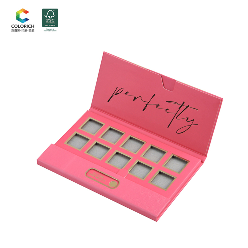 Wholesale women cosmetics packaging custom makeup empty cardboard pallet beauty pink eyeshadow palette private label