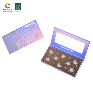 Empty magnetic cardboard cosmetics pallet custom compact make up packaging private label wholesale glitter eyeshadow palette