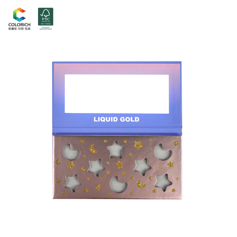 Empty magnetic cardboard cosmetics pallet custom compact make up packaging private label wholesale glitter eyeshadow palette