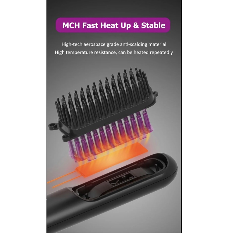 Dual Voltage Portable Fast Heating Ceramic Hot Comb Ionic Hair Straightener Mini Hair Straightener Brush