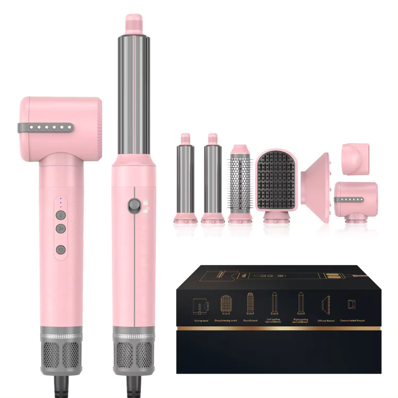 New Design 7 In 1 Hair Styler Home Salon Hair Tools Wet To Dry Curling Straightening One Step Hot Air Brush Kit