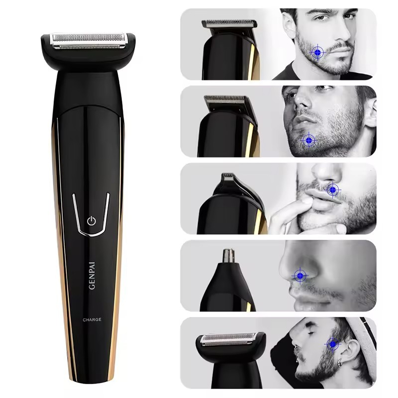 5 In 1 Men Professional Hair Trimmer Gold Color Electric Hair Trimmers With Bracket